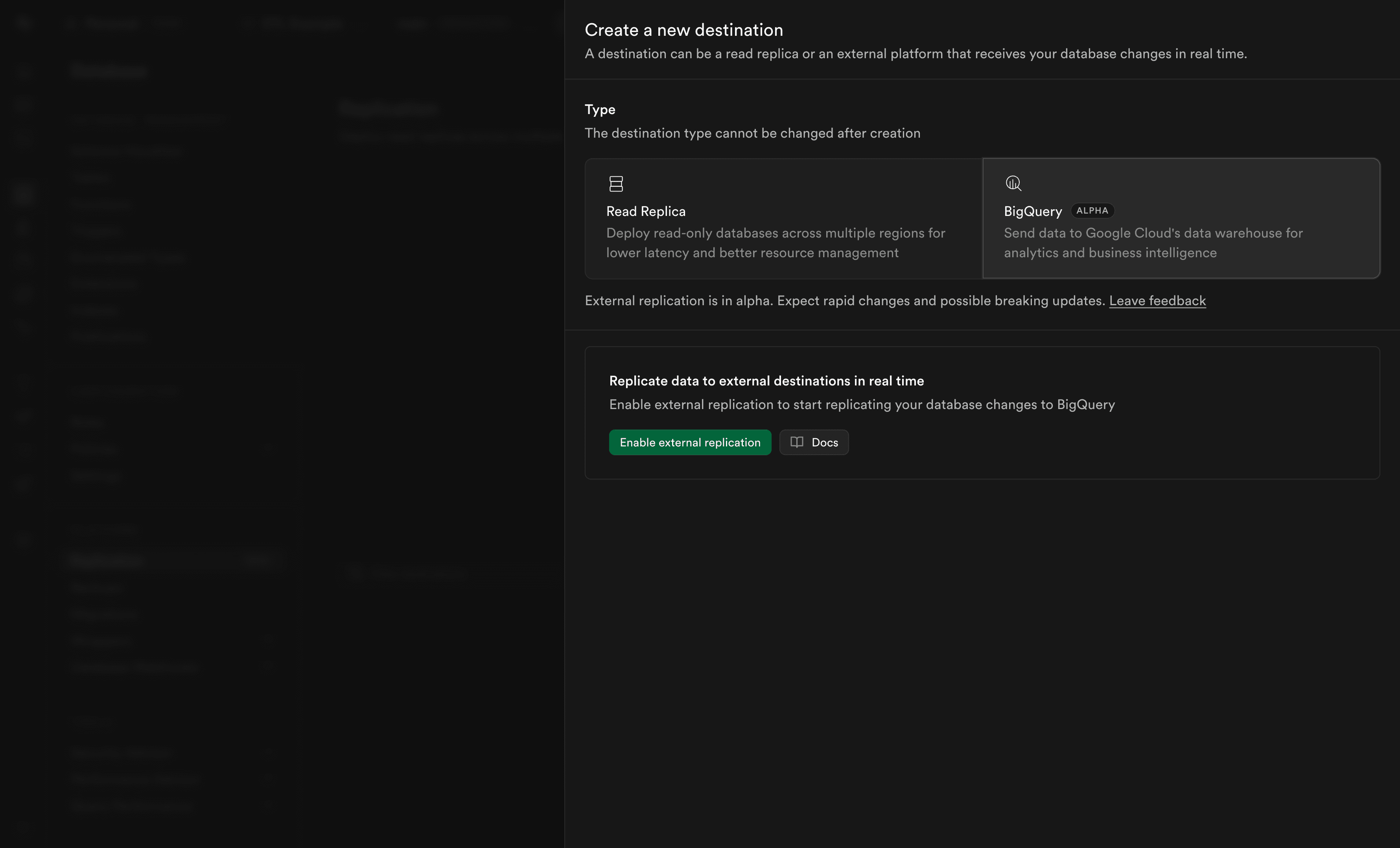 Enable external replication (ETL)